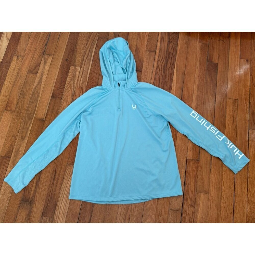 Huk Fishing Women's Aqua Shirt Hoodie Quarter-Zip Size L